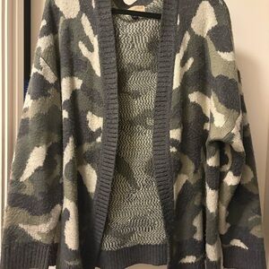 Camouflage Open-Front Cardigan